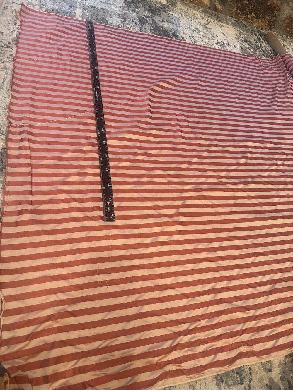 Rust and blush Striped Fabric. 46”x 3 yards.